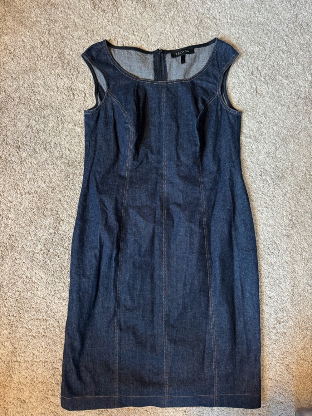 Escada Dark Blue Denim Sheath Dress Size 8-10